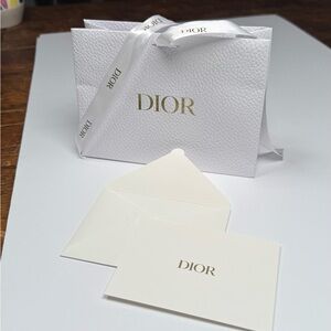 Dior White Gift Bag with Dior Ribbon handles and Cream Card Set